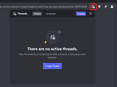 click the + icon to create a thread